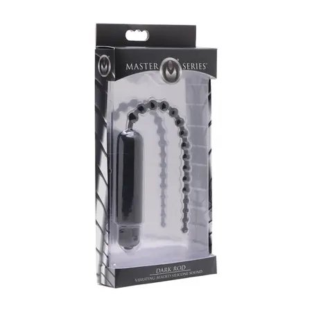 XR Brands Dark Rod Black Vibrating Beaded Silicone Urethral Device 24cm