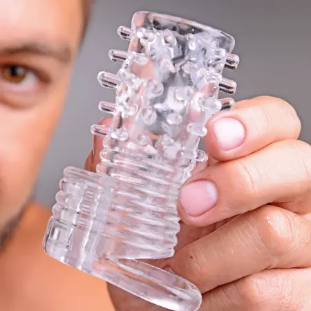 Master Series Vibrating TPR Intimate Sleeve Clear 3.5in