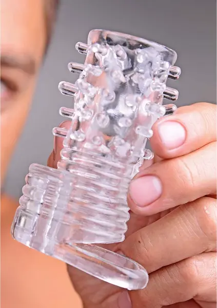 Master Series Vibrating TPR Intimate Sleeve Clear 3.5in