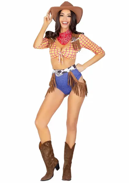Playful Cowboy каубойски костюм от 5 части с ресни и аксесоари, S