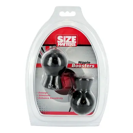Size Matters вакуумни помпички за зърна, черни, 6,6 см