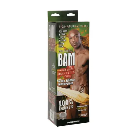 Doc Johnson Bam Silicone Intimate Model 34 cm Black with Suction Base