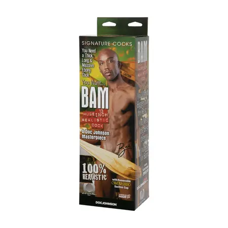 Doc Johnson Bam Silicone Intimate Model 34 cm Black with Suction Base