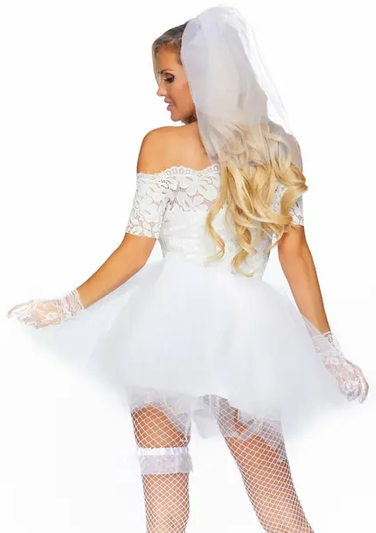 Leg Avenue Blushing Bride Dress 4-Piece Costume Set White M/L