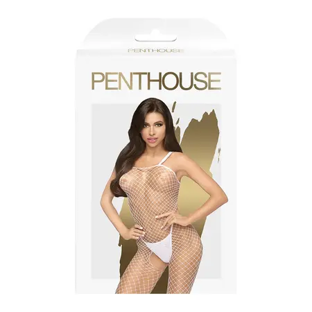 Penthouse Body Search Bodysuit White XL - Elegant Sheer Lingerie