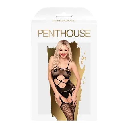 Penthouse Hot Nightfall Bodystocking Plus Size Black Elegant Mesh
