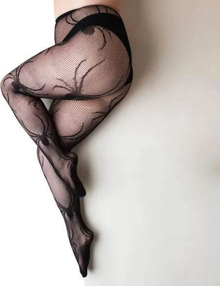 Kix'ies Spider Pattern Full-Waisted Fishnet Tights Black C Size