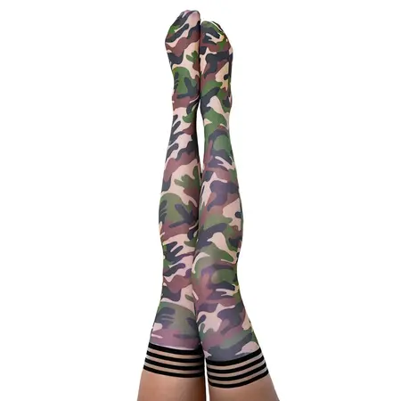 Kix'ies Alex Thigh-High Stockings B Size Camouflage Pattern