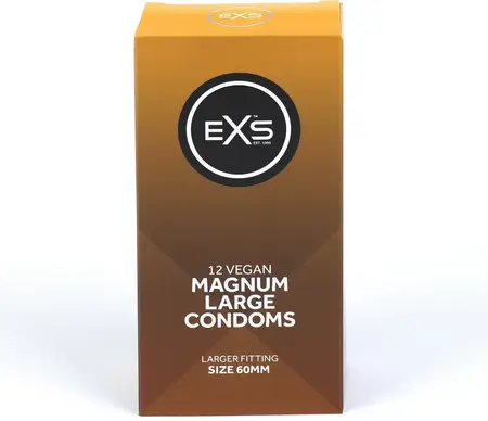 EXS Magnum Large Size 60mm Latex Condoms 12-Pack Flared Comfort Fit