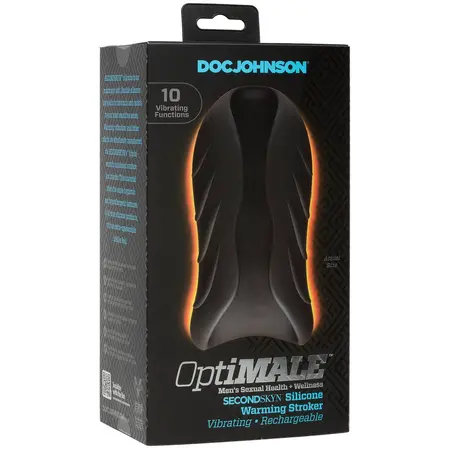 Doc Johnson OptiMALE Silicone Stroker Heated Rechargeable Black