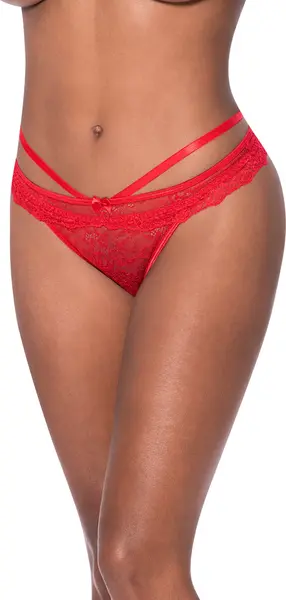 Magic Silk Exposed Cheeky Panty L/XL Red with Satin Bow Detail
