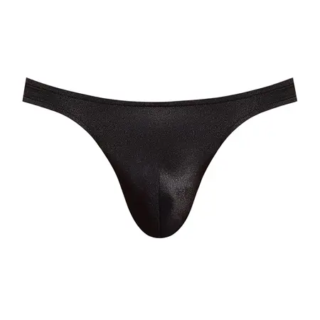 Male Power Satin Spandex Bong Thong L/XL Black Comfort Fit
