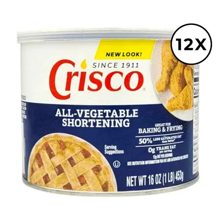 Crisco All-Vegetable Shortening 12-Pack 16oz | Multipurpose Plant-Based Fat