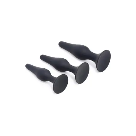 XR Brands Triple Spire Silicone Training Set 3-Piece Black Tapered Design