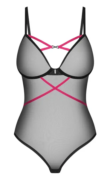 Obsessive Novenes Bodysuit XS/S Black & Pink Adjustable Straps