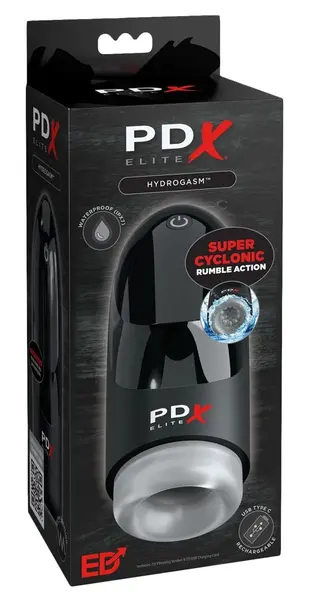 PDX Elite Hydrogasm FrostedBlack Intimate Swirl Machine Waterproof 20cm