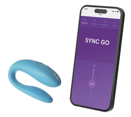 We-Vibe Sync Go Turquoise Dual Vibrator for Couples, App Control, 7.7 cm
