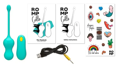 ROMP Cello Silicone Training Vibro-Balls with Remote, Waterproof, 18.2cm