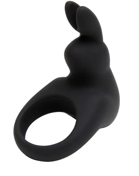Happy Rabbit Black Intimate Ring with Vibrating Flexible Ears
