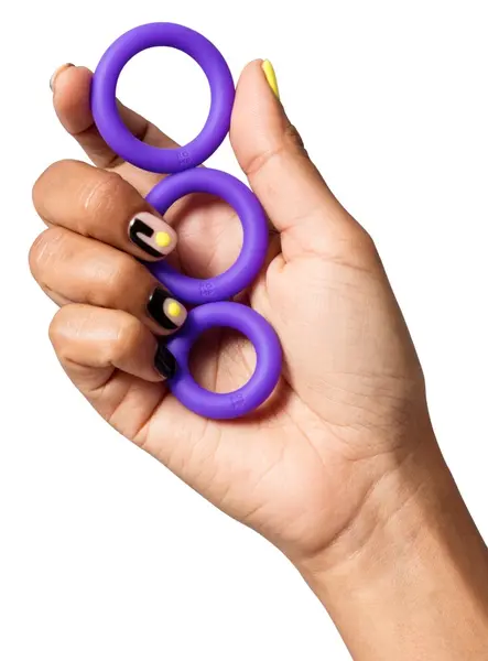 ROMP Remix Trio Silicone Rings Set - 3 Stretchable Sizes, Black