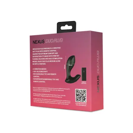Nexus Duo Medium Remote-Controlled Silicone Plug - 6 Modes, Waterproof