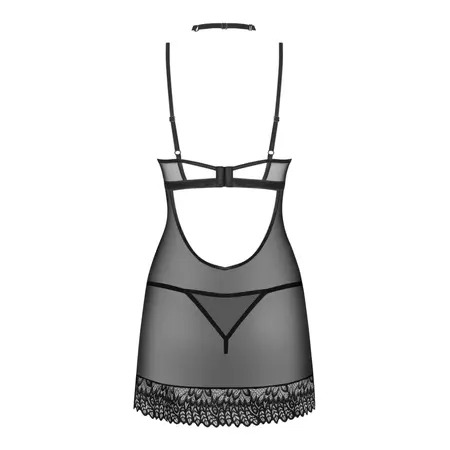 Obsessive Donarella Chemise & Thong Set Black XS/S Adjustable Details