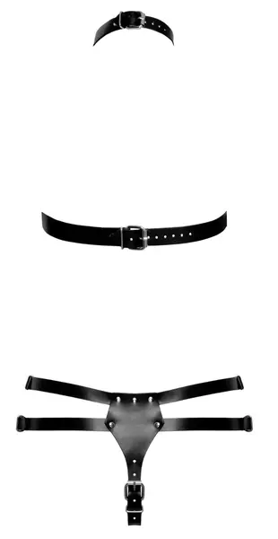 ZADO Leather Harness Set S/M Black - Adjustable Buffalo Leather System
