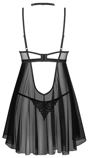 Obsessive Donarella 3-Piece Babydoll Set Black XL/2XL Adjustable Choker