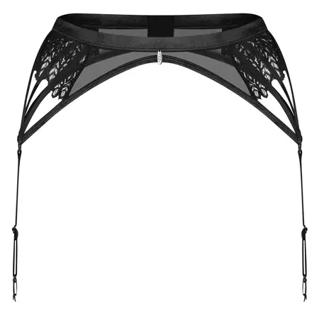 Obsessive Donarella Suspender Belt Black XL/2XL Lace Embroidery