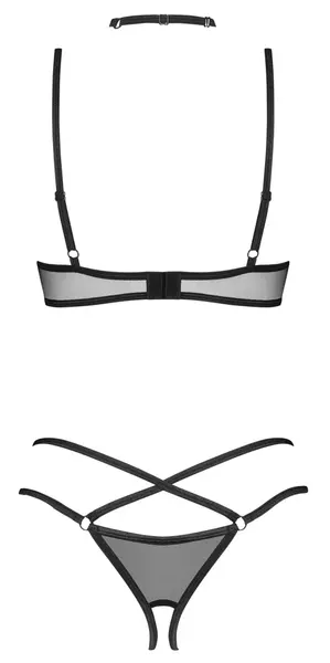 Obsessive Donarella 3-Piece Lingerie Set Black XL/2XL Adjustable Choker