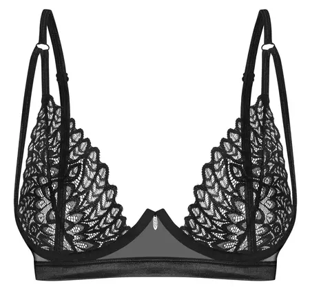 Obsessive Donarella Bra Black XL/2XL - Embroidered Tulle, Adjustable Fit