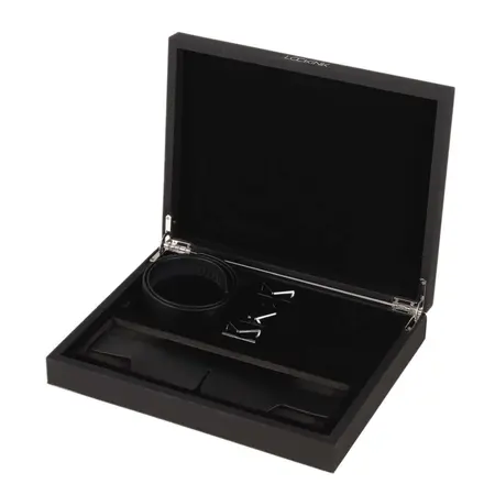 LOCKINK Blindfold Kit Black - Adjustable Leather Eye Mask with Buckles