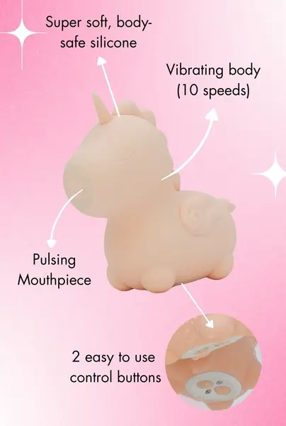 Unihorn Heart Throb Intimate Dual Motor Silicone Device, Pink, 9 cm