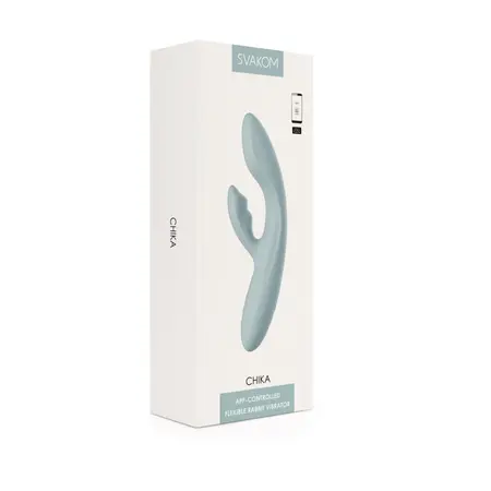 Svakom Chika App-Controlled Flexible Dual-Action Vibrator Turquoise Grey