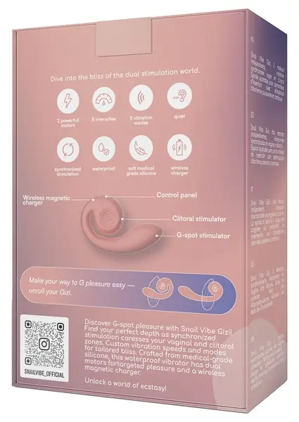 Snail Vibe Gizi Peachy Pink - Dual Intimate Device, Silicone, 19cm