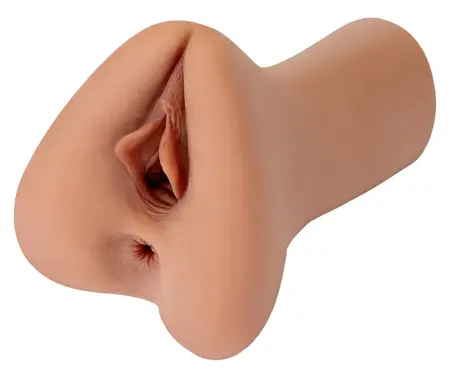 PDX Plus Pick Your Pleasure XL Stroker - Dual Channel, Fanta Flesh, 22.9 cm