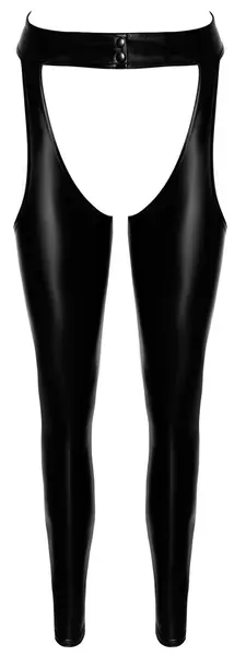 Noir Handmade Powerwetlook Chaps L, Open Design, Black Finish
