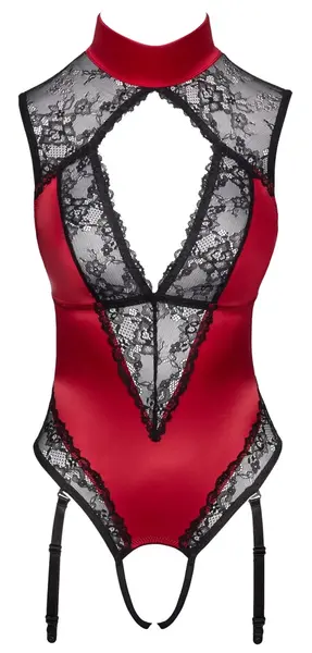 Cottelli Lingerie Body Red/Black XL Satin & Lace with Removable Straps