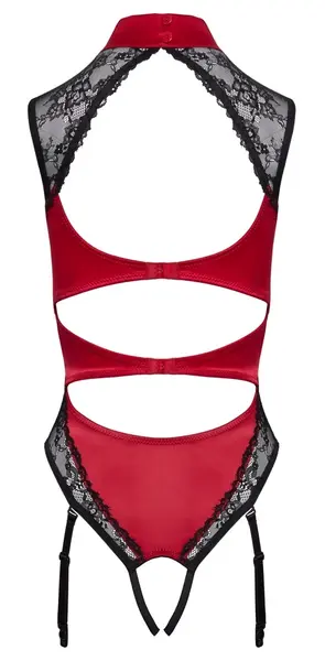 Cottelli Lingerie Body Red/Black Satin & Lace, Size M, Adjustable Straps