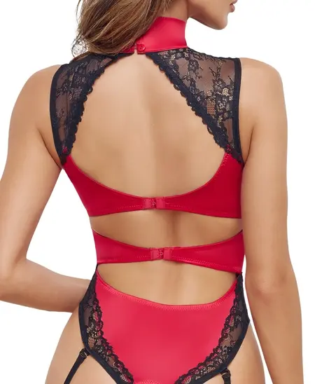 Cottelli Lingerie Body Red/Black S with Satin & Lace Details
