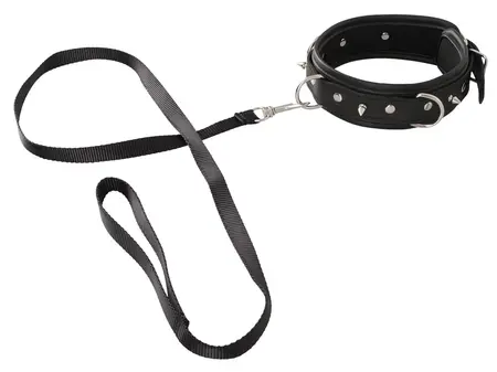 You2Toys Vegan Adjustable Collar & Leash Set, Black, 37-47 cm