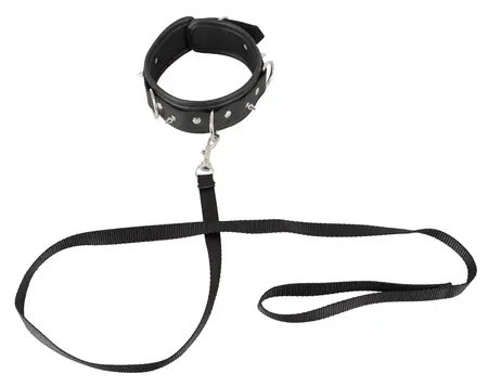 You2Toys Vegan Adjustable Collar & Leash Set, Black, 37-47 cm
