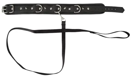 You2Toys Vegan Adjustable Collar & Leash Set, Black, 37-47 cm