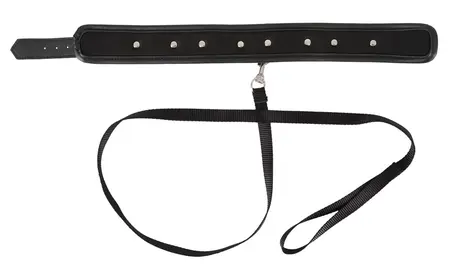 You2Toys Vegan Adjustable Collar & Leash Set, Black, 37-47 cm