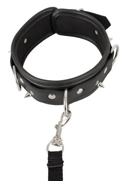 You2Toys Vegan Adjustable Collar & Leash Set, Black, 37-47 cm