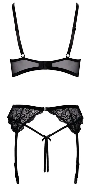Cottelli Lingerie Shelf Bra Set Black Lace with Removable Chains 80B