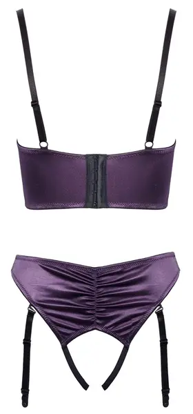 Cottelli Lingerie Set Quarter Cup Purple Satin Adjustable 85C/L