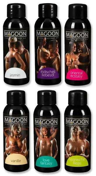 Magoon Massage Oil Set 6 x 50 ml - Assorted Aromas, Nourishing Formula