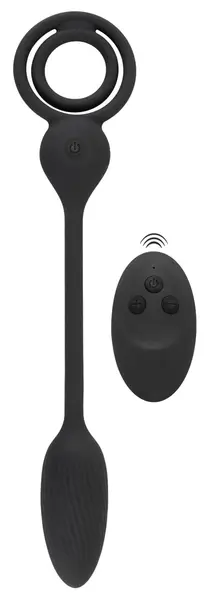 Rebel Power Dual Ring Set with Remote-Controlled Vibrating Plug, Black