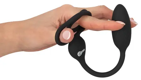 Rebel Power Dual Ring Set with Remote-Controlled Vibrating Plug, Black